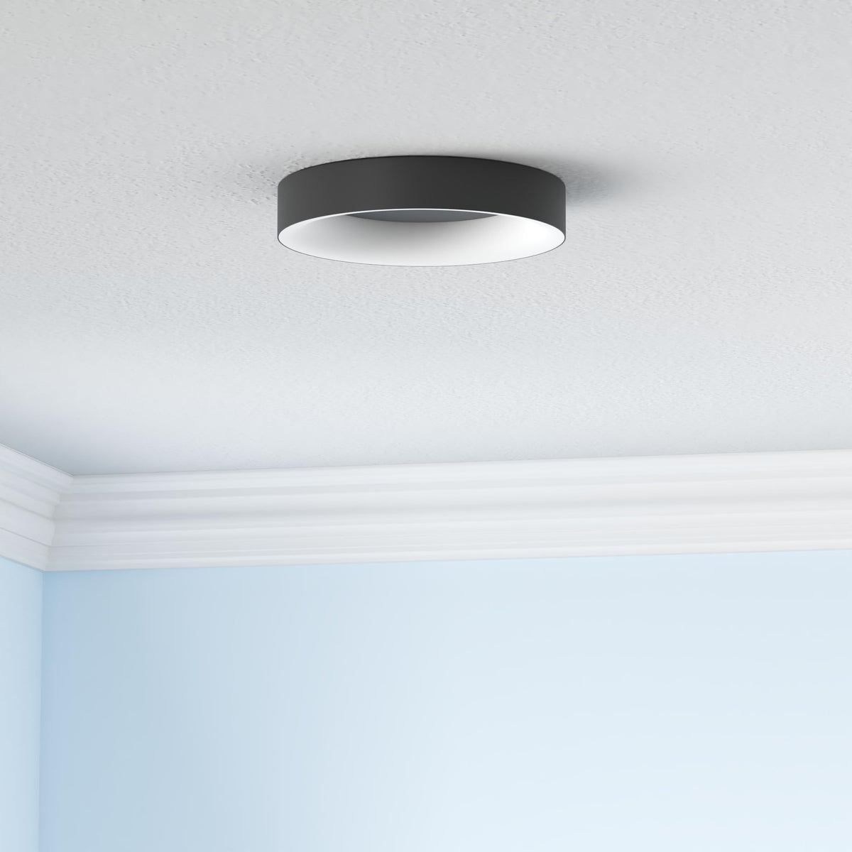RGB Led Flush Mount Ceiling Light with Remote Control (Black / 11 inch)