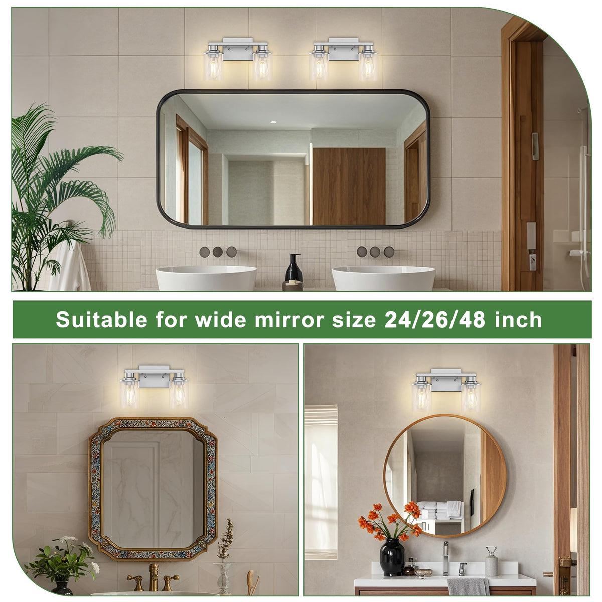 Bathroom Vanity Light Fixture Over Mirror 2 (Nickel / 2-Light)