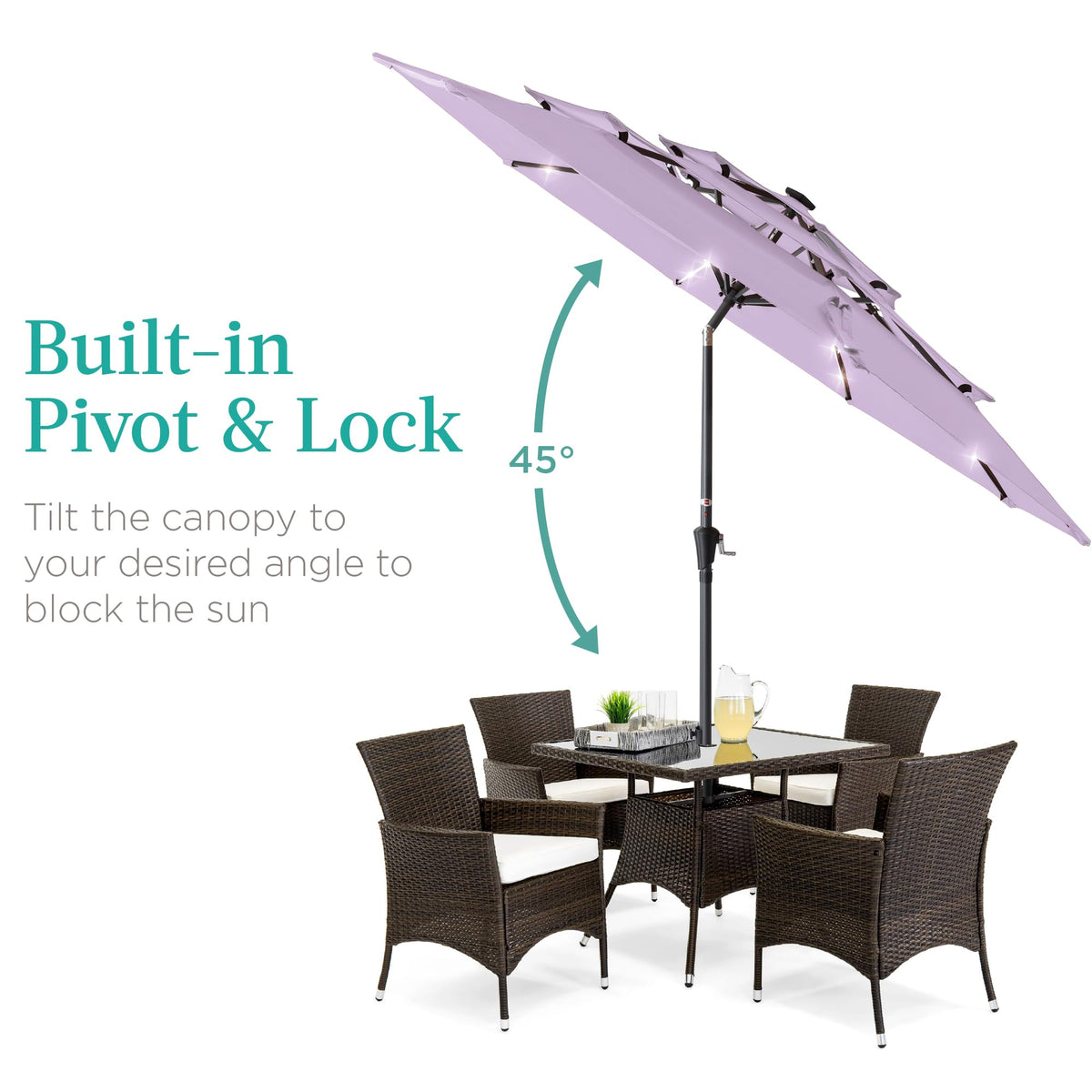 10ft 3 Tier Solar Patio Umbrella (10ft / Lavender)