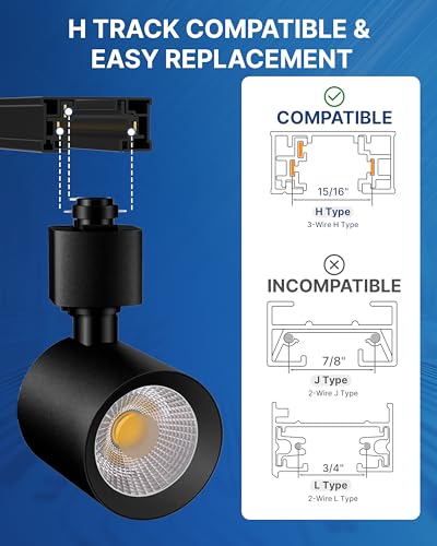 LED H Track Lighting Heads (Black)