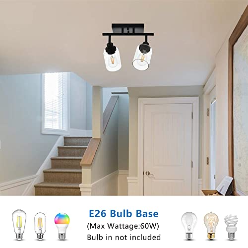 2 Light Wall Scone Spotlight Semi Flush Mount Ceiling Light (Black / 2-Light)