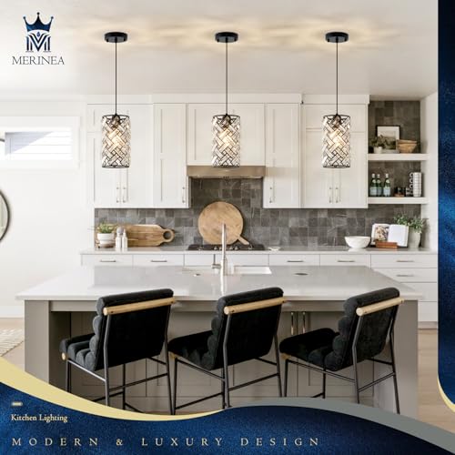 Black Crystal Pendant Light (Round Black)