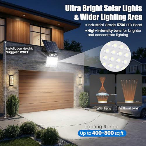 2 Pack 50W Solar Flood Light Outdoor Waterproof (2-Pack(50))