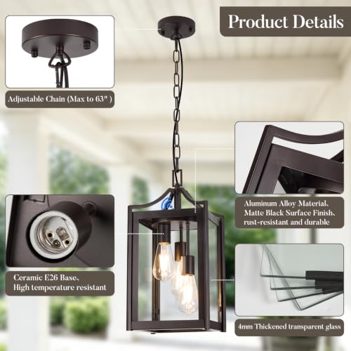 Outdoor Pendant Lights for Porch (Oil-Rubbed Bronze / Large-Clear Glass)