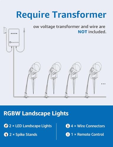 RGB Low Voltage Color Changing Landscape Lights 2Pack with Connector (2 Pack)