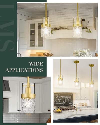 Gold Pendant Light (Gold -Hammered Glass / 3.5" Hammered Glass, 1-Light)
