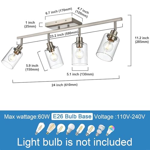 4 Light Brushed Nickel Bathroom Vanity Lighting (Brushed Nickel / 4 Lights)