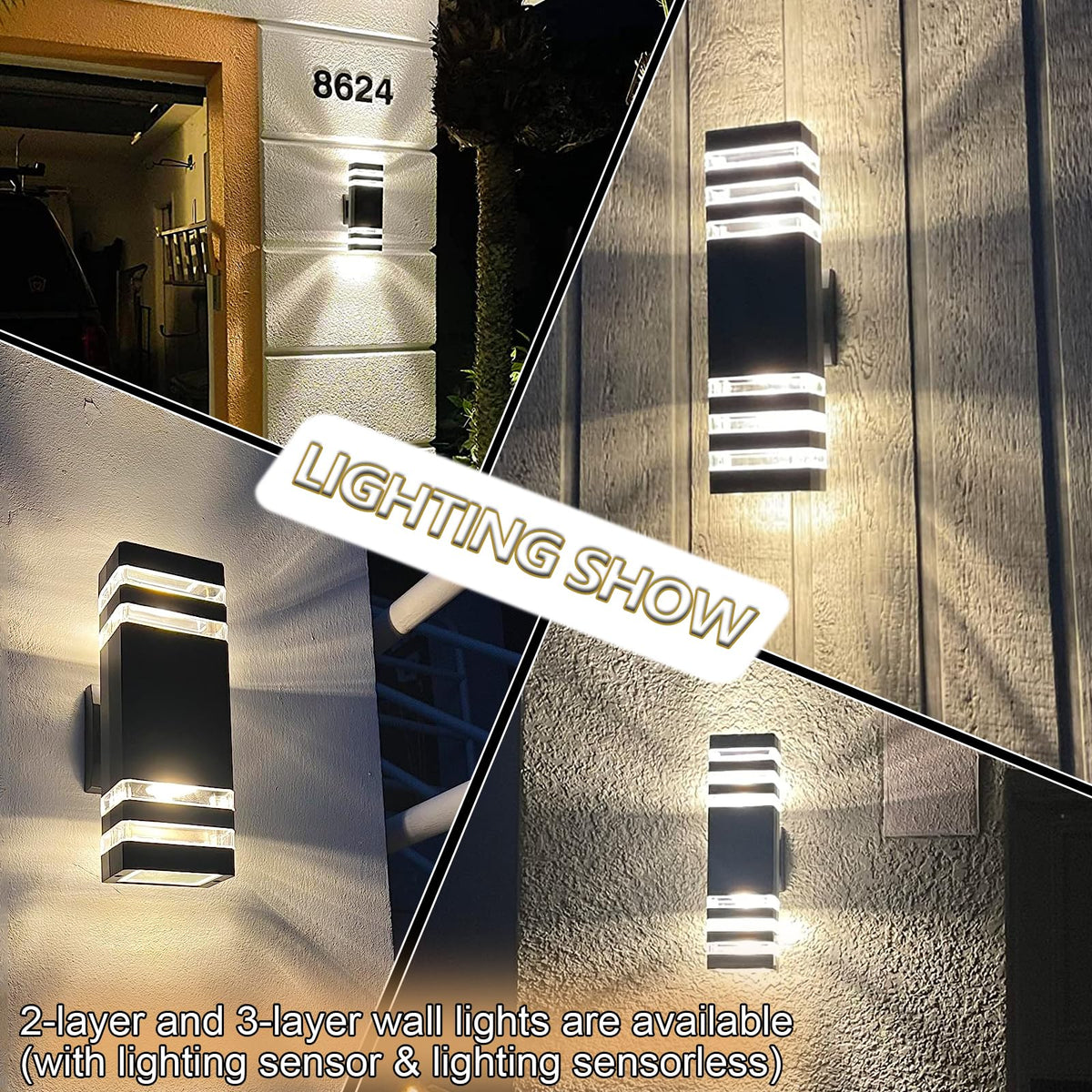 1 Pack Up and Down Lights Outdoor LED Modern Porch Light (Black / 1 Layer - 12 Inch)