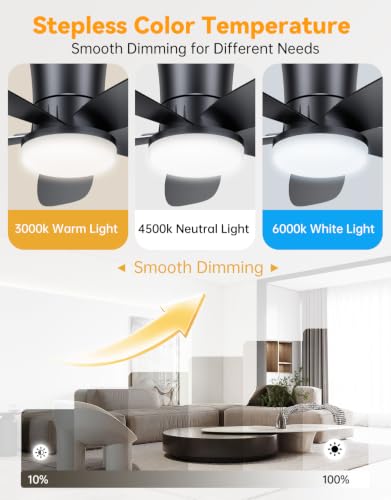 Low Profile Ceiling Fan with Light (Black)