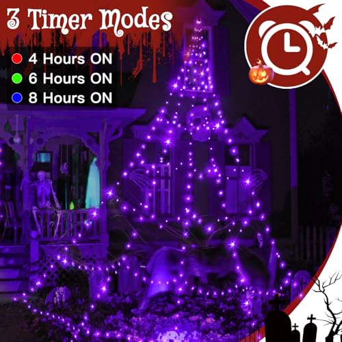 Halloween Lights Outdoor 454 LED Spider Web Lights Purple Halloween Decorations (purple)