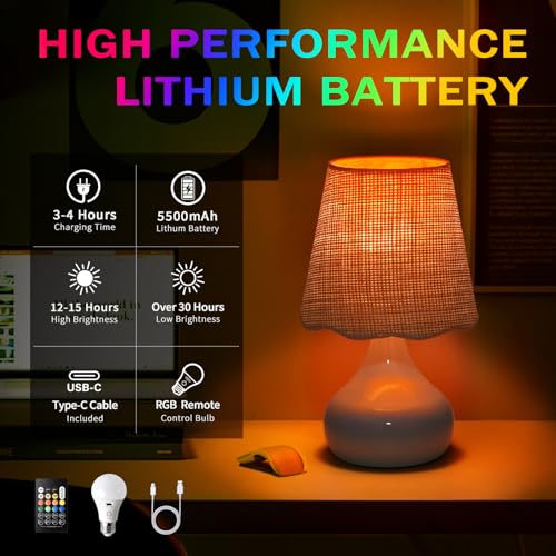 Cordless Table Lamp Rechargeable (Light Blue / Cordless)