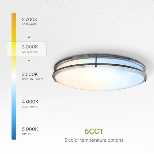 LED 24" Oval Flush Mount Lighting (Brushed Nickel)