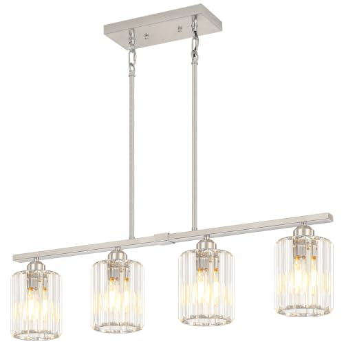Crystal Linear Chandelier Modern Dining Room Light Fixtures Over Table