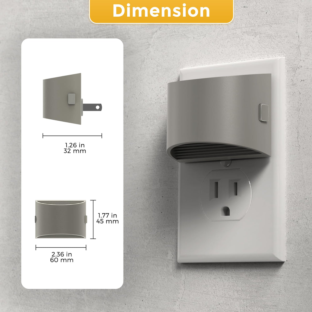 Night Lights Plug into Wall (Cement Gray)