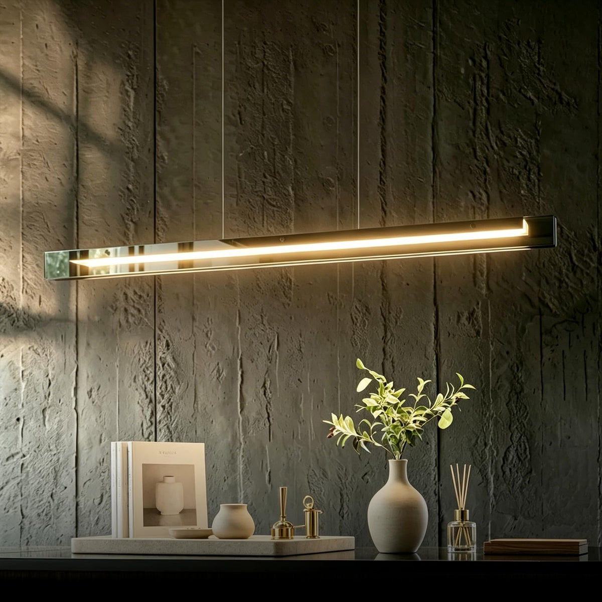 51" glass Linear Pendant Light LED linear kitchen island lighting Modern (51.1")