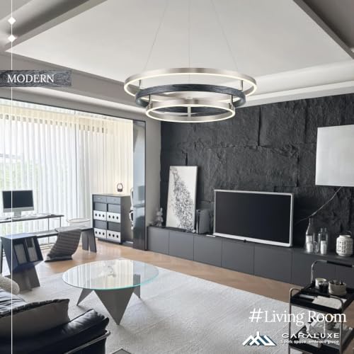 3 Ring LED Chandelier Modern Chandeliers Black Brushed Nickel Dimmable 24'' (Black Nickel / 24 inch)