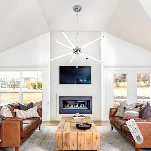 37.4" Chrome Modern LED Chandelier Dimmable Pendant Ceiling Light (Chrome Dia 37.4" 35W)