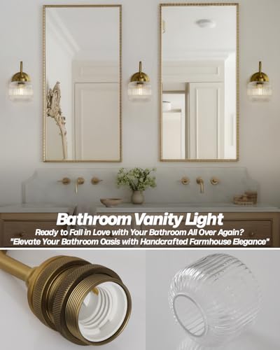 Vintage Industrial Wall Sconce Lighting with Clear Striped Glass Shade (Antique 1-Light)