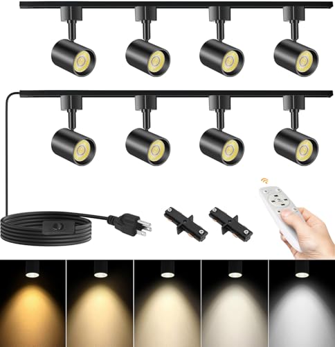 Dimmable Plug in Track Lighting with Remote (Black / 8 Lights)