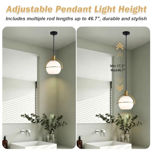 2 Pack Modern Mid Century Globe Pendant Lights (Black and Gold / 2 Pack)