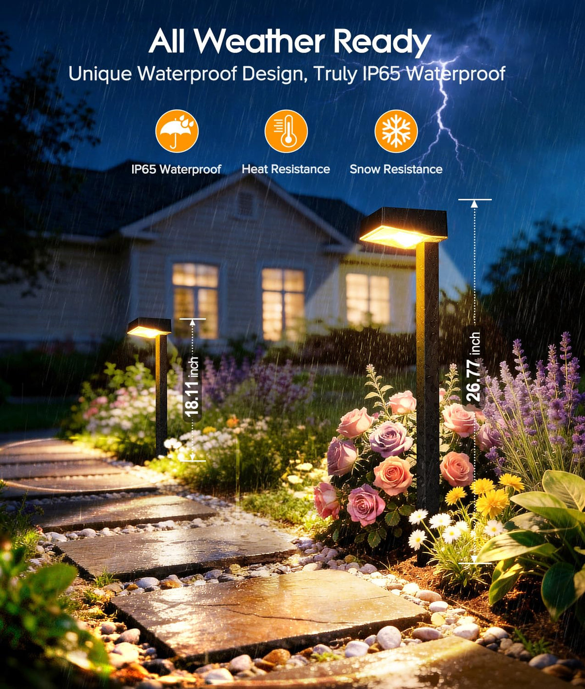 Solar Pathway Lights Outdoor (Warm White / 4 Pack)