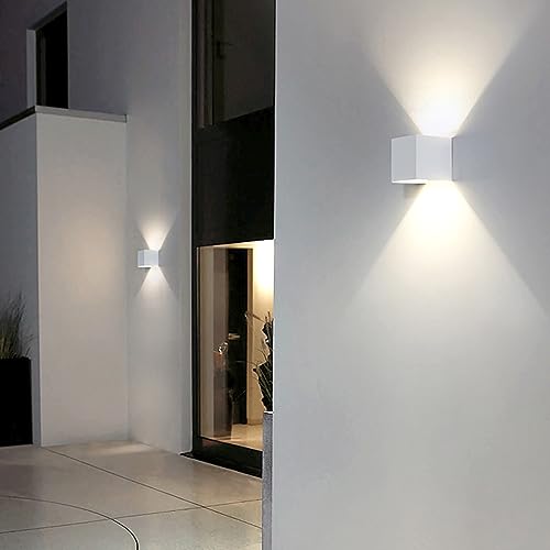 2 PCS 12W Outdoor Sconces Wall Lights LED Exterior (White-4000K-Natural Light / 3.94in.【2 Pack】)