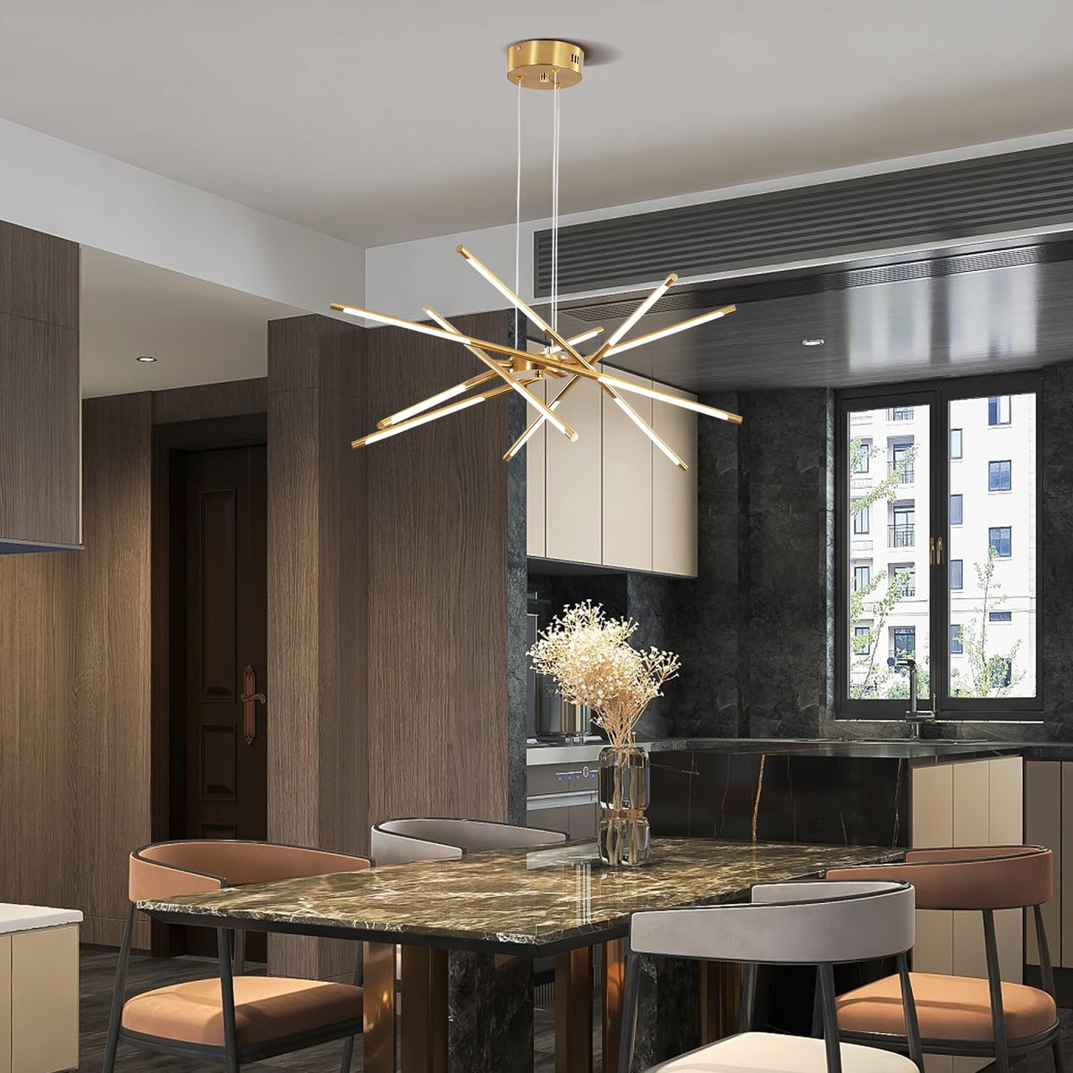 Modern Gold Chandelier (12Head-Gold-DIimmable)