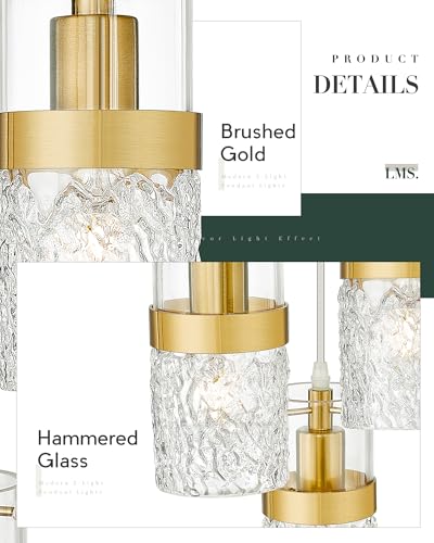 3 Light Pendant Light Fixtures (Gold -Hammered Glass / 3.5" Hammered Glass, 3-Light)