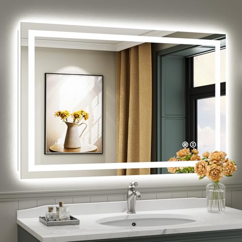 48x32 Inch LED Bathroom Mirror with Lights (Backlit+front Lit / 48"L x 32"W)