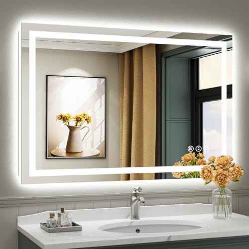 48x32 Inch LED Bathroom Mirror with Lights (Backlit+front Lit / 48"L x 32"W)