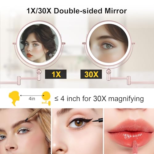 9" Wall Mounted Lighted Makeup Mirror