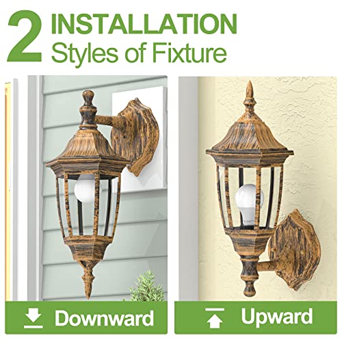 Outdoor Porch Light (Gold / No Sensor-Plastic)