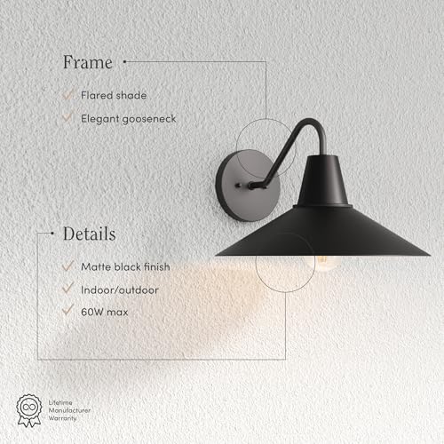 Zemi Mid Century Modern Indoor or Outdoor Decorative Wall Light (Zemi Black)