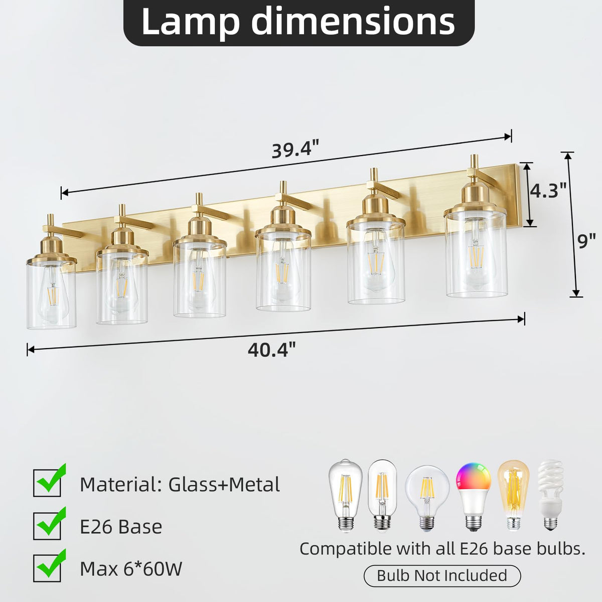 6 Light Modern Brushed Gold Bathroom Light Fixtures Over Mirror (Brushed Gold / 6-Light)