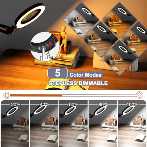12X Magnifying Glass with Light and Stand (Green / 12X 17.8inch Base & Clamp)