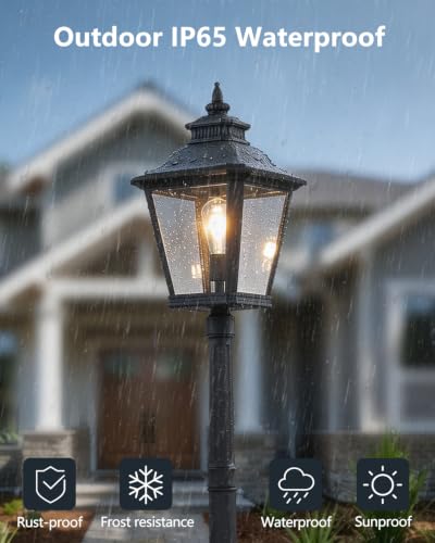 Large Outdoor Lamp Post Light with Warm Bulb (92" - Warm Bulb)