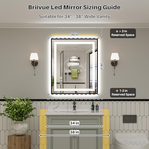 36x30 Inch LED Bathroom Mirror with Black Frame (Backlit+front Lit With Black Frame / 36"L x 30"W)