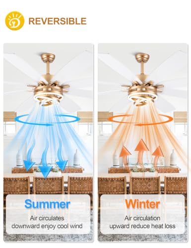 72" White and Gold Modern Ceiling Fans with Lights (White / 72 Inch)