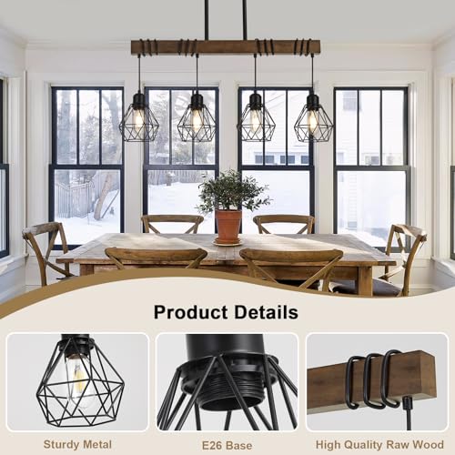 Farmhouse Dining Room Light Fixture (Black / 4-Light)