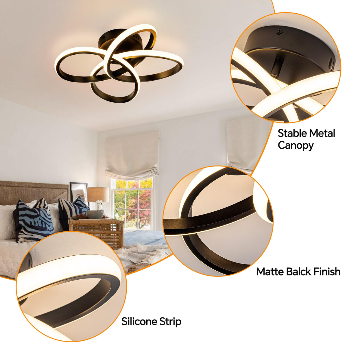 Modern Ceiling Light (Black / 13in)
