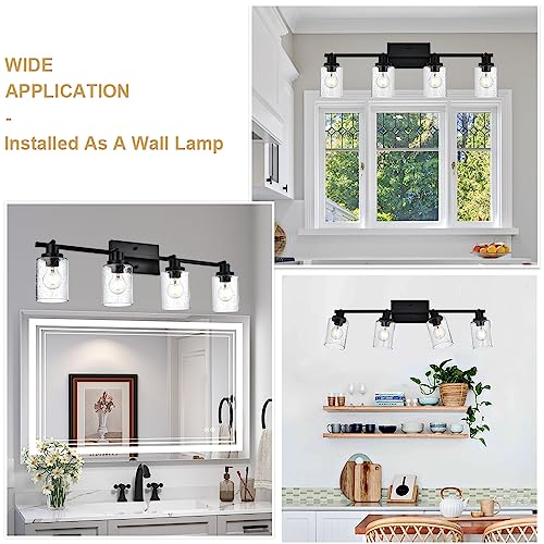 4 Light Track Lighting Kit Bathroom Wall Light Fixtures (Black / 4-Light)