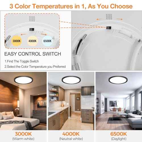 2PACK LED Flush Mount Ceiling Light Fixture (Black / 12Inch-2Pack)