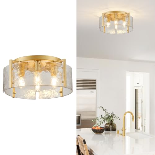 Modern Water Ripple Chandelier Glass Light Fixture for Entryway Hallway Kitchen Island Dining Room Foyer Bedroom Laundry Hallway Drum Light Fixture