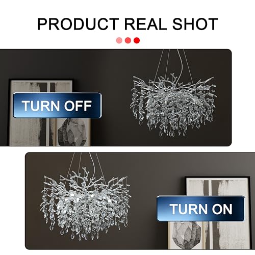 Modern Crystal Tree Branches Chandelier (Silver / Round 30")