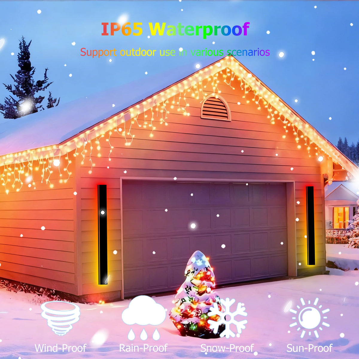 RGB Outdoor Wall Light with Remote & App Control (2pcs-39in)
