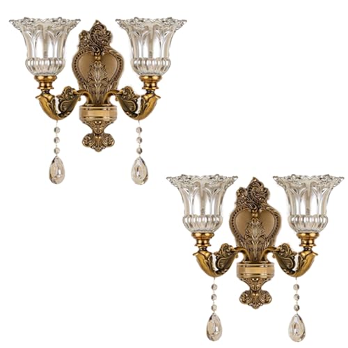 Vintage Crystal Sconces Set of 2 (2 Head / 2PC)