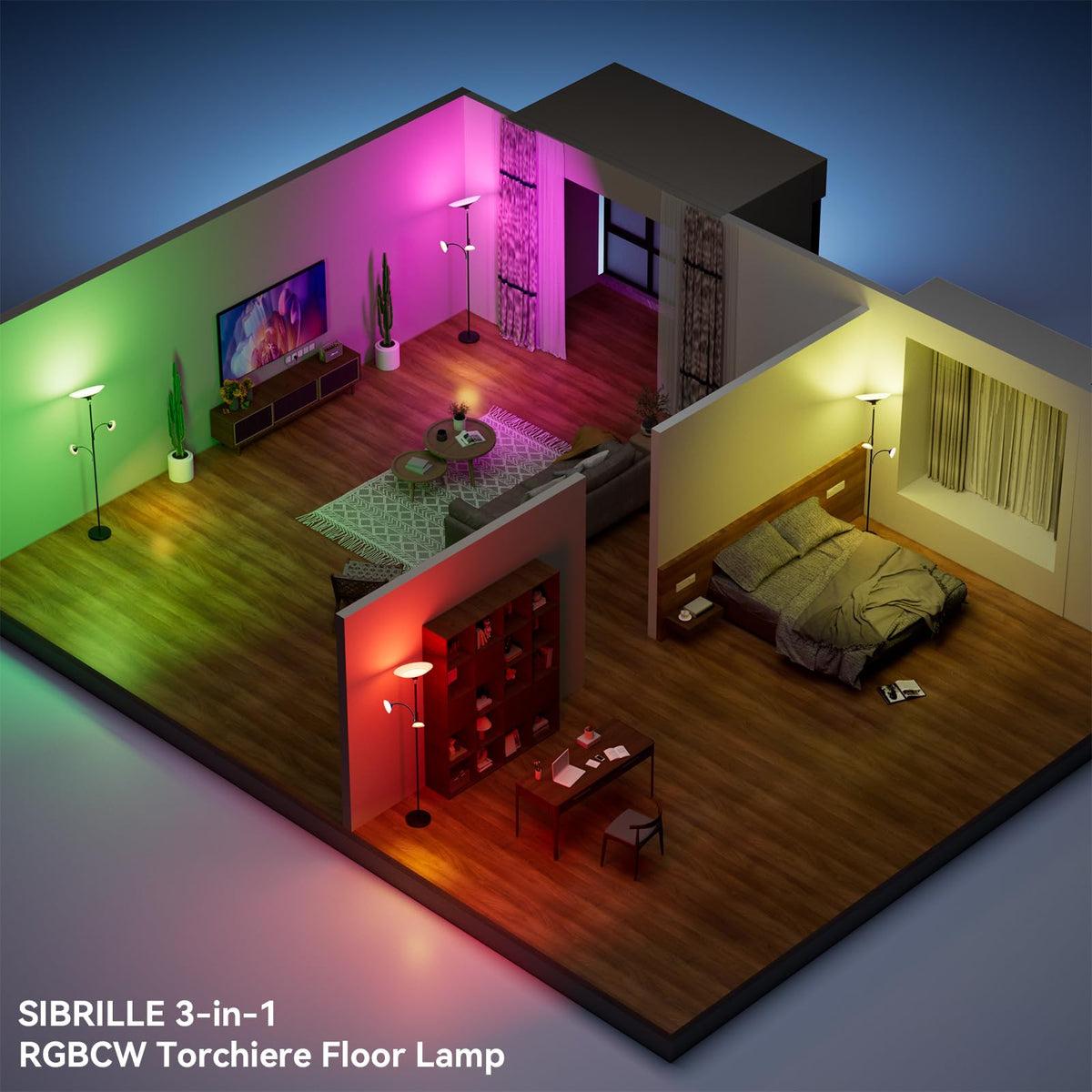 3 Way Torchiere Floor Lamp (RGB (Red, Green, Blue))