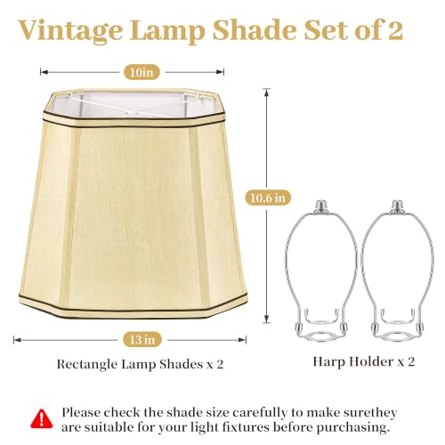 Gold Rectangle Lamp Shades Set of 2 for Table Lamp (Gold)