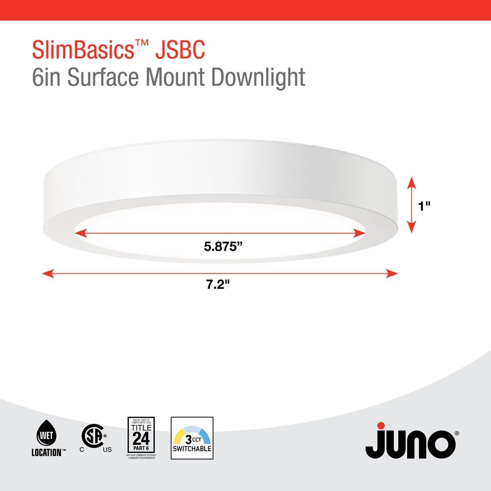 Slim Basics 6 Inch LED Ceiling Light (Selectable 3000K/4000K/5000K / 6-Inch)