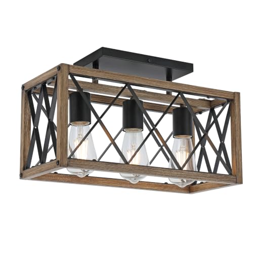 Farmhouse Pendant Light with Metal Cage